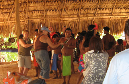 Pam dancing with the group
